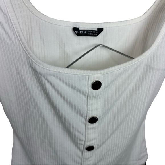 Shein white crop top with buttons. - Picture 3 of 4